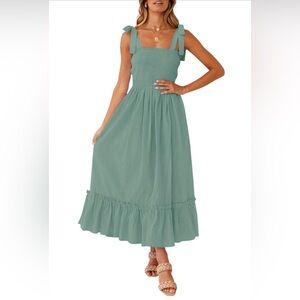 NWT Smocked Light Teal Maxi Dress